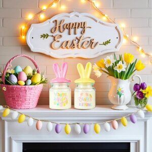 Scented Easter Candles With Bunny Ears Lids 8 oz Jars Brand New In Box
